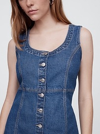 Scoopneck Button-Front Mini Dress
