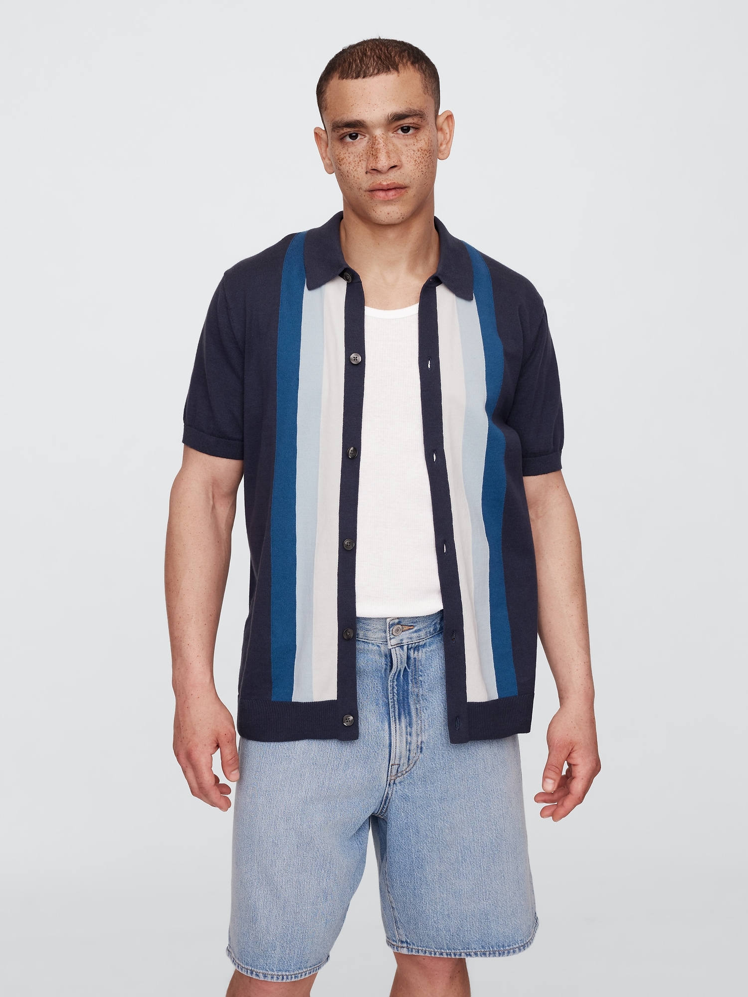 Stripe Sweater Shirt in Standard Fit