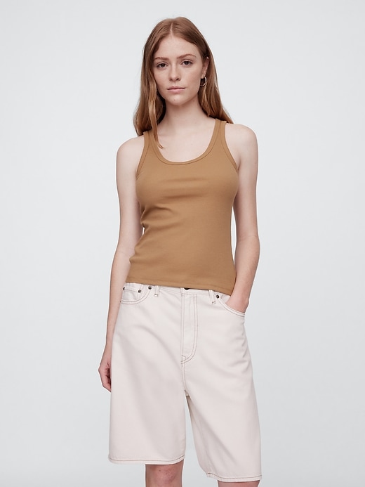 Image number 1 showing, Ribbed Scoopneck Tank Top