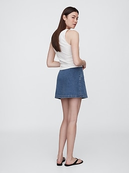 【AAKE】UNLESS WRAP DENIM SK Denim Wrap Skort | Gap Factory