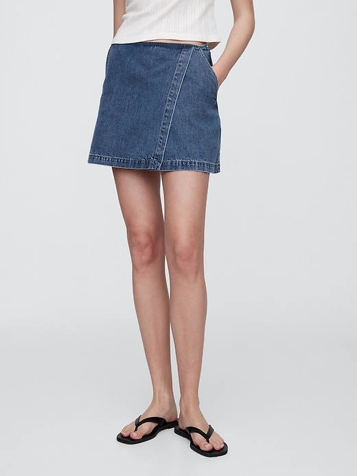 Image number 3 showing, Denim Wrap Skort