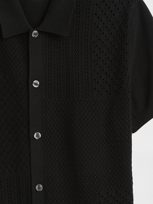 Image number 4 showing, Mixed-Stitch Crochet Vacay Shirt in Standard Fit