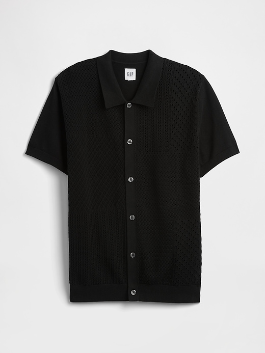 Image number 5 showing, Mixed-Stitch Crochet Vacay Shirt in Standard Fit