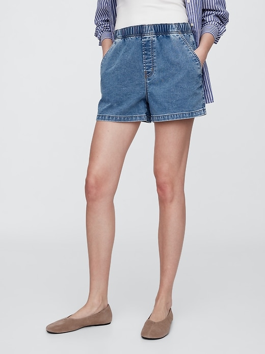 Image number 2 showing, Mid Rise Pull-On Sweatpant Jean Shorts