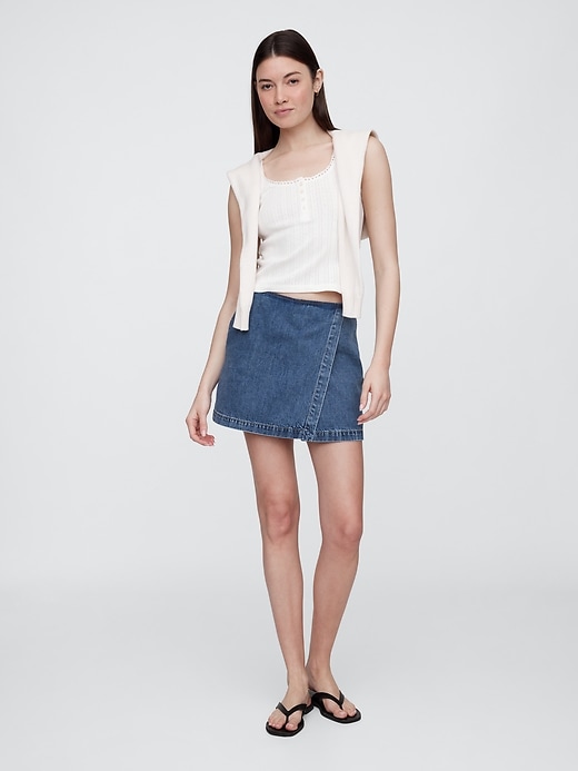 Image number 1 showing, Denim Wrap Skort