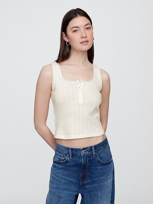 Image number 1 showing, Pointelle Scoopneck Top