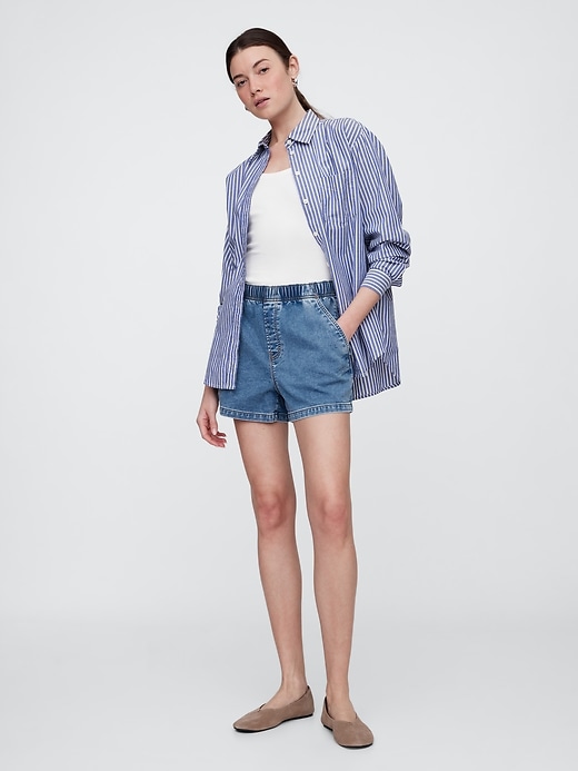 Image number 1 showing, Mid Rise Pull-On Sweatpant Jean Shorts