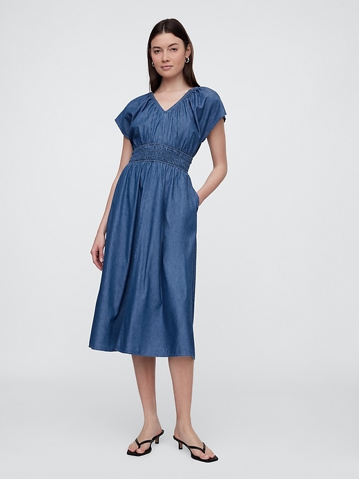 Image number 1 showing, Smocked V-Neck Maxi Dress