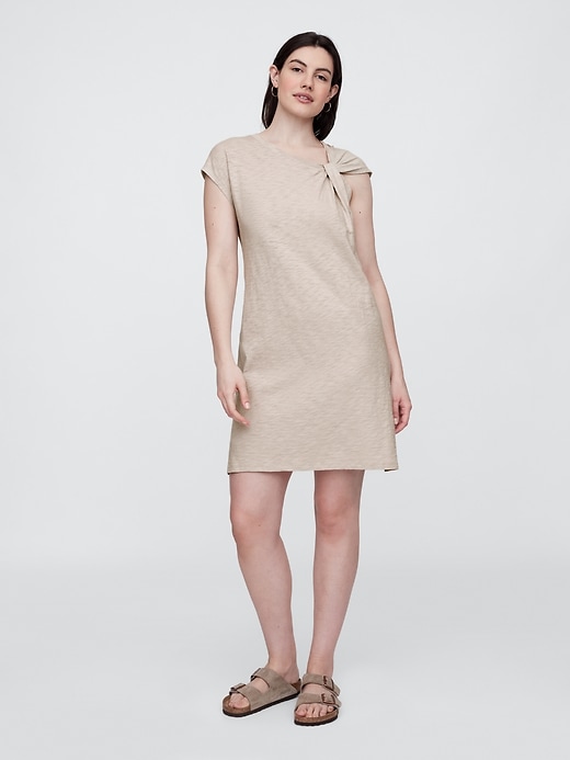 Image number 4 showing, Slub Tie-Sleeve Mini Dress