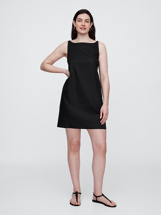 Image number 4 showing, Linen-Blend Apron Mini Dress