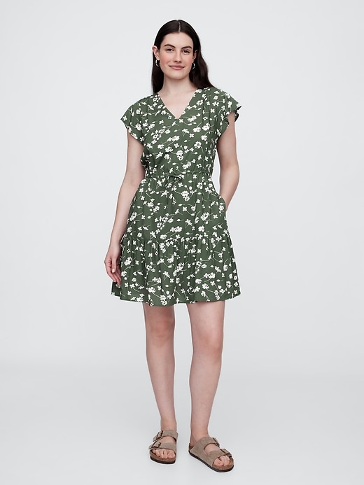 Image number 4 showing, Flutter Sleeve Tie-Waist Mini Dress