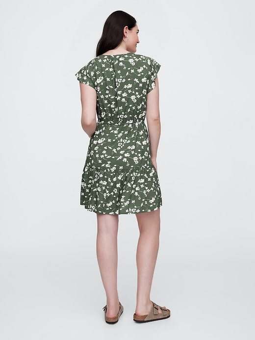 Image number 5 showing, Flutter Sleeve Tie-Waist Mini Dress