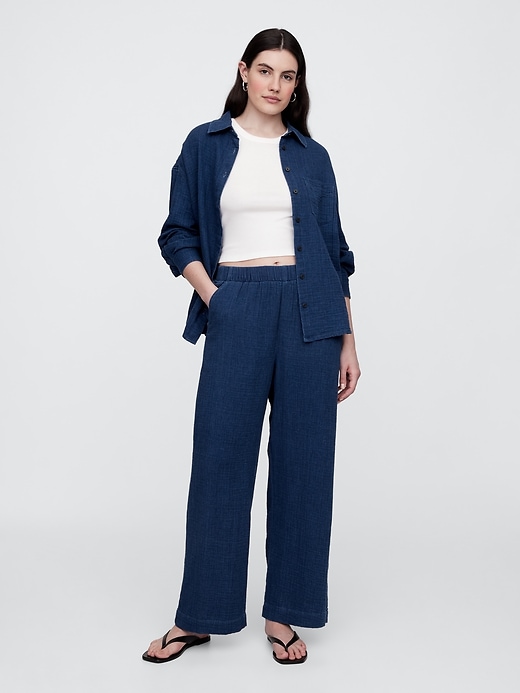 Image number 5 showing, Gauze Pull-On Wide-Leg Pants