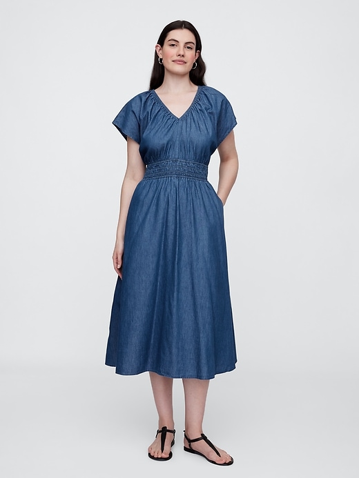 Image number 4 showing, Smocked V-Neck Maxi Dress