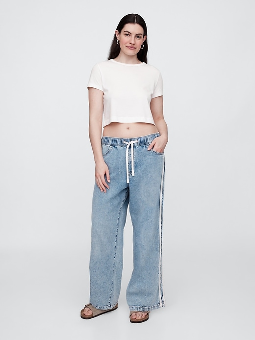 Image number 5 showing, High Rise Pull-On Stripe Wide-Leg Jeans