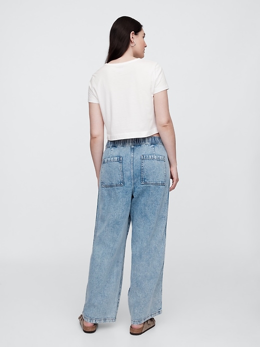 Image number 6 showing, High Rise Pull-On Stripe Wide-Leg Jeans