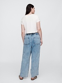 High Rise Pull-On Stripe Wide-Leg Jeans