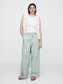 High Rise Pull-On Wide-Leg Utility Jeans