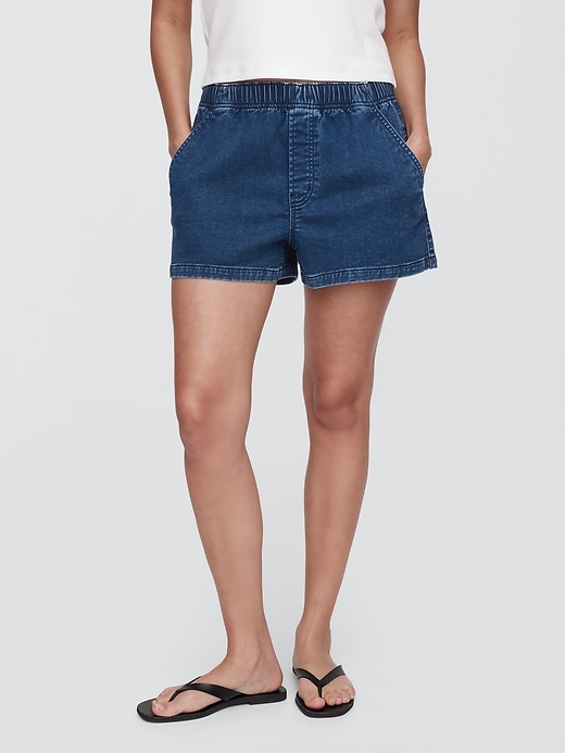 Image number 2 showing, Mid Rise Pull-On Sweatpant Jean Shorts
