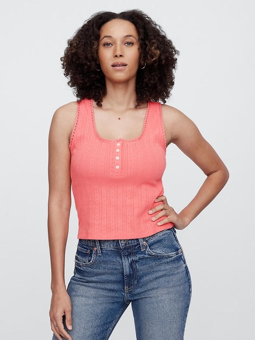 Image number 1 showing, Pointelle Scoopneck Top