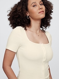 Ribbed Squareneck Top