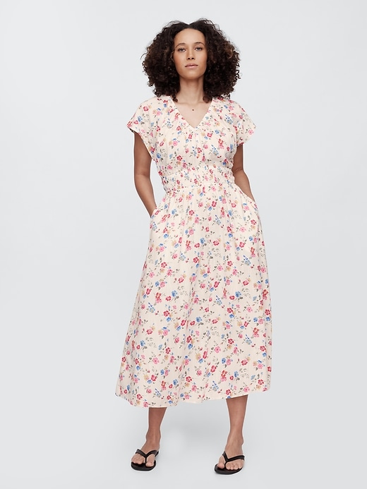 Image number 1 showing, Smocked V-Neck Maxi Dress
