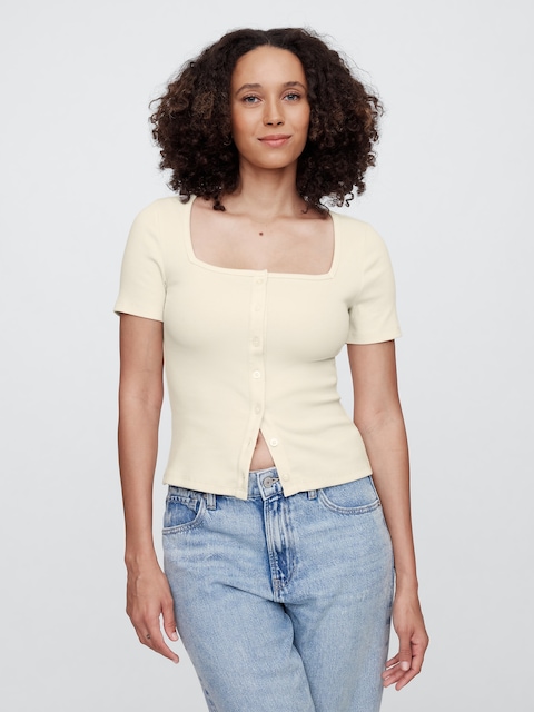 Ribbed Squareneck Top