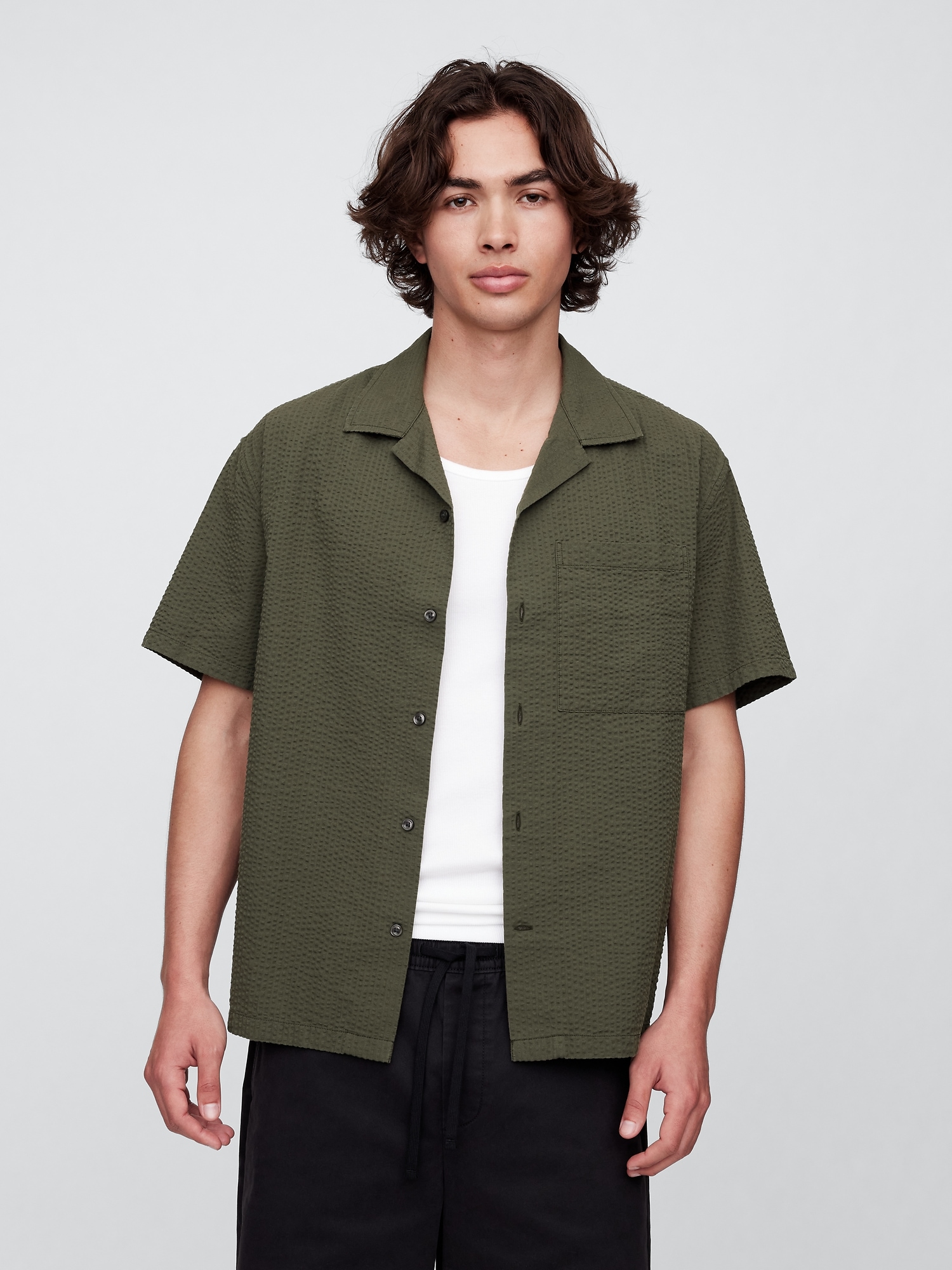 Seersucker Shirt in Boxy Fit