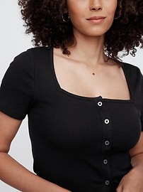 Ribbed Squareneck Top