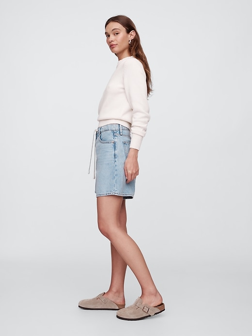 Image number 3 showing, High Rise Soft Pull-On Midi Denim Shorts