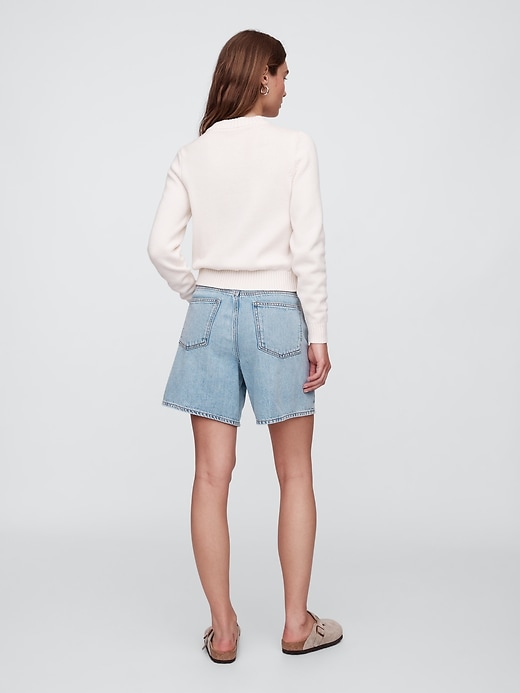 Image number 4 showing, High Rise Soft Pull-On Midi Denim Shorts