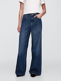 【PORTERNA】Wars studded wide jeans And Now This Women's Studded Wide-Leg Mid-Rise Jeans