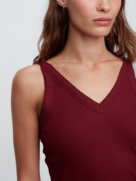 Image number 4 showing, Ribbed V-Neck Tank Top