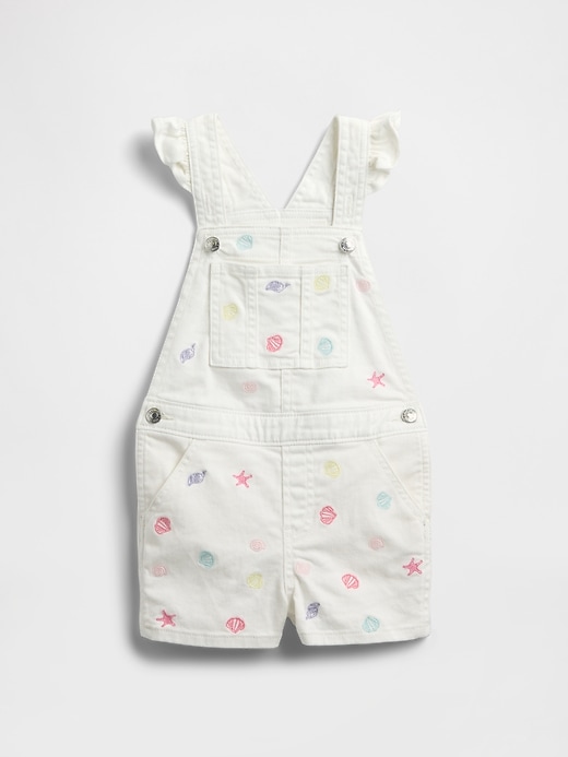 Image number 1 showing, Toddler Denim Ruffle Shortalls