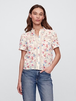 RUFFLED LACE BLOUSE ZW COLLECTION - Beige-pink | ZARA United