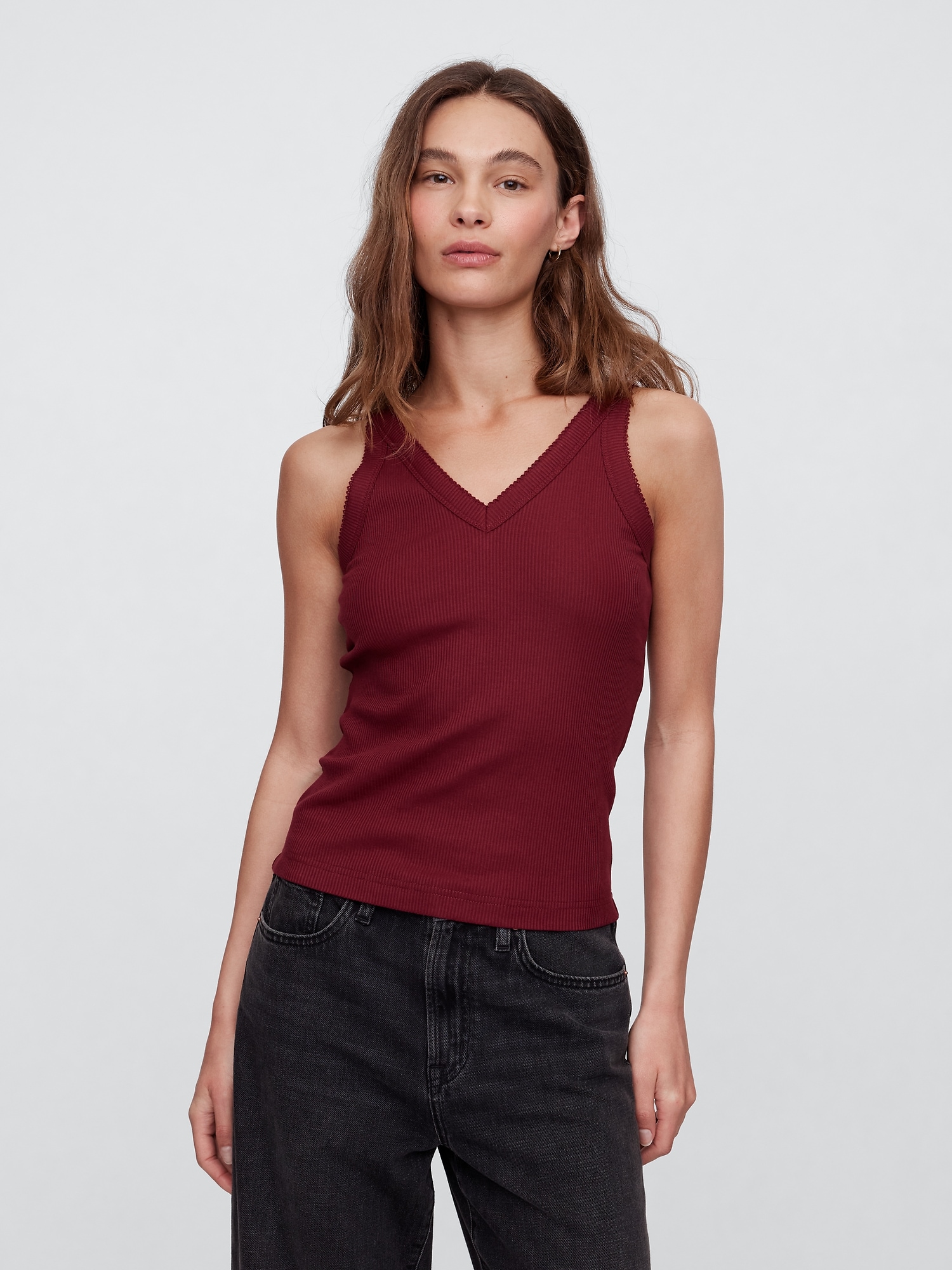 Ribbed V-Neck Tank Top