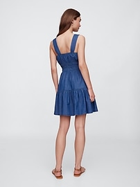 Smocked Tie-Front Mini Dress