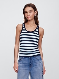 Ribbed Stripe Scoopneck Tank Top | Gap Factory