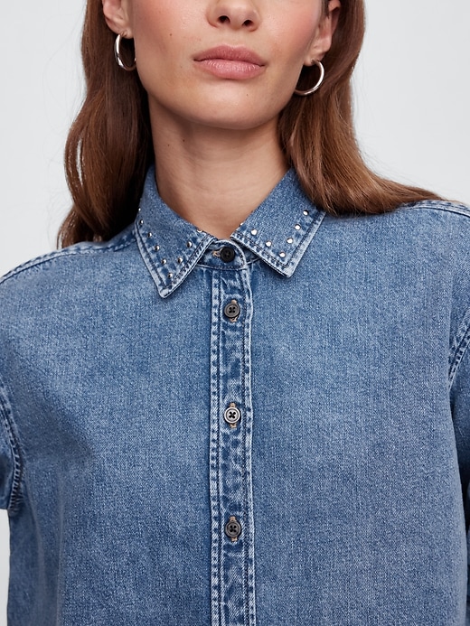 Image number 4 showing, Oversized Cropped Denim Shirt