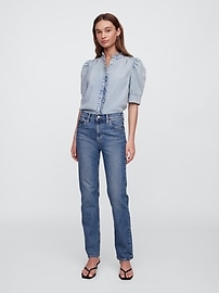 Puff Sleeve Denim Shirt