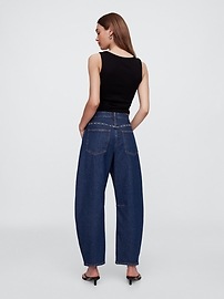 High Rise Studded Barrel Jeans