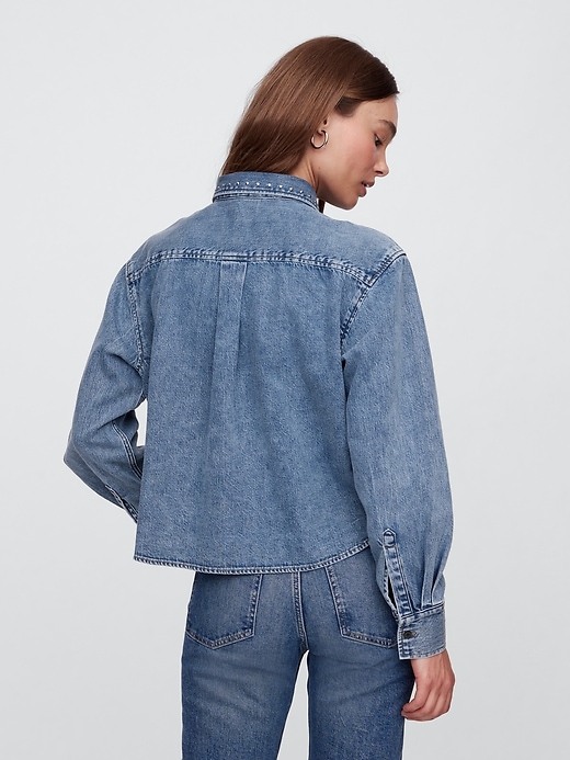 Image number 2 showing, Oversized Cropped Denim Shirt