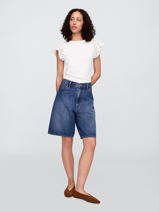 Image number 3 showing, Ribbed Eyelet Flutter Sleeve T-Shirt