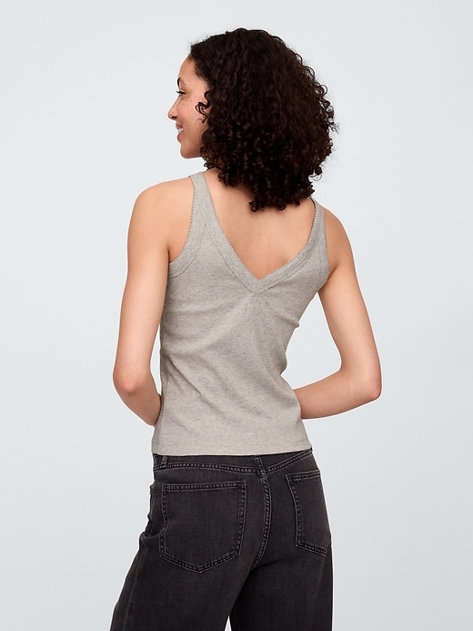 Image number 2 showing, Ribbed V-Neck Tank Top