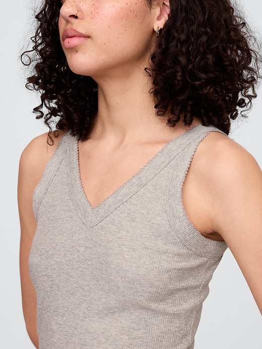 Image number 4 showing, Ribbed V-Neck Tank Top