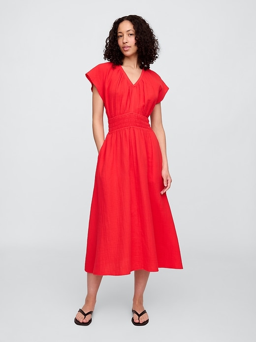 Image number 1 showing, Smocked V-Neck Maxi Dress