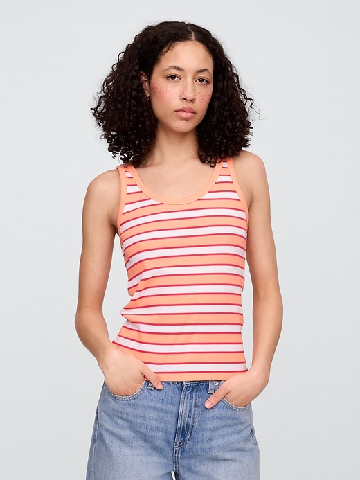 Image number 1 showing, Ribbed Stripe Scoopneck Tank Top