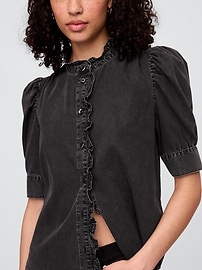 Puff Sleeve Denim Shirt