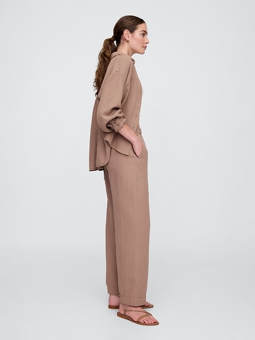 Image number 3 showing, Mid Rise Gauze Pull-On Wide-Leg Pants