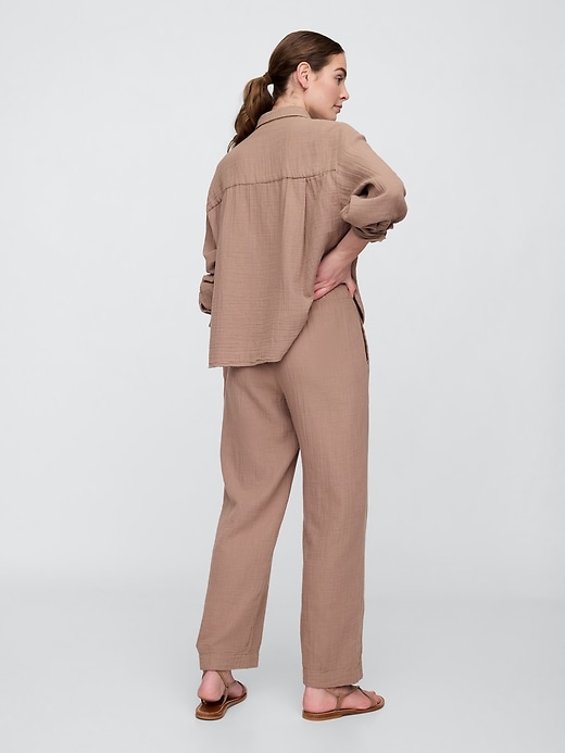 Image number 4 showing, Mid Rise Gauze Pull-On Wide-Leg Pants